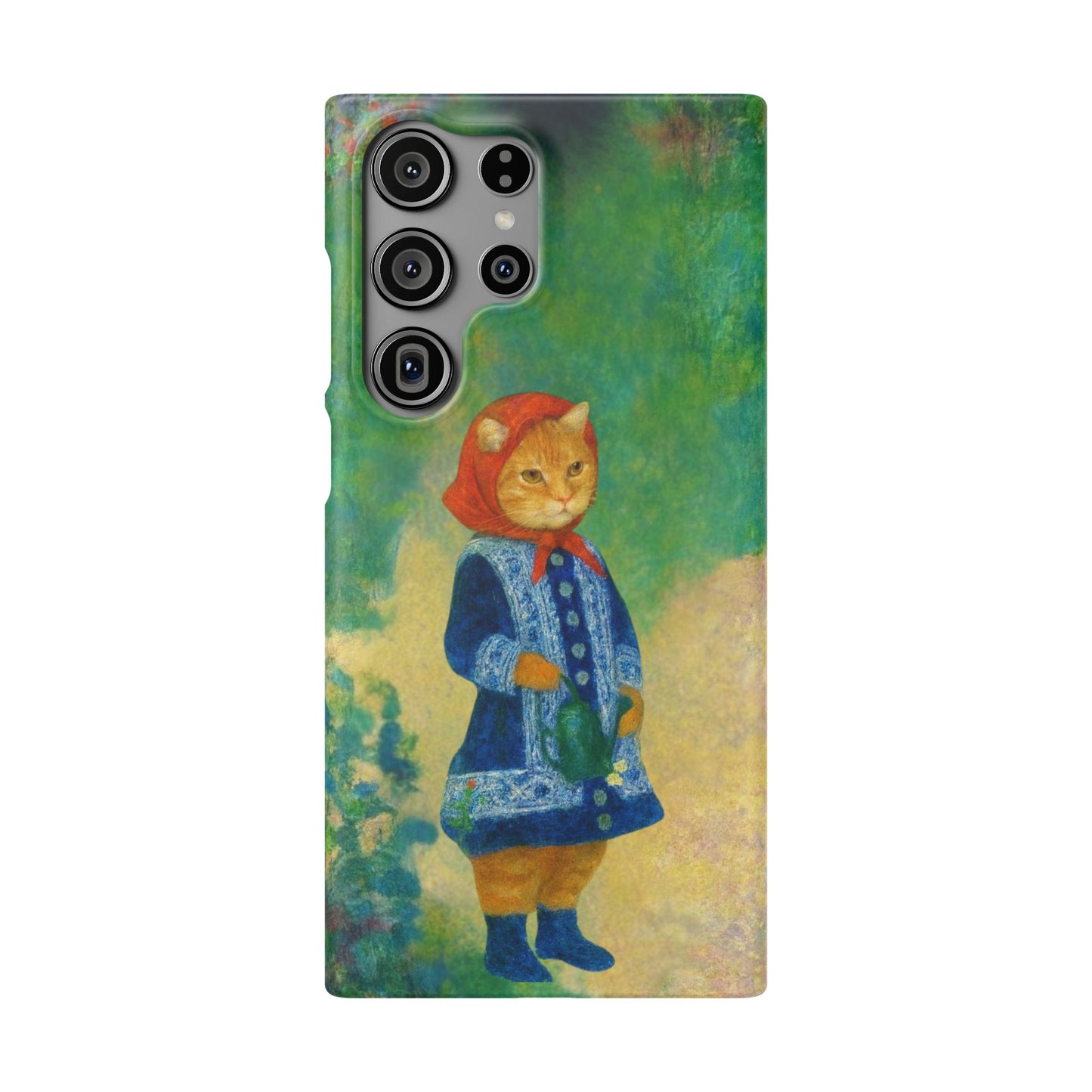 Babushka Cat With a Watering Can x Renoir Funny Art  Slim Phone Case