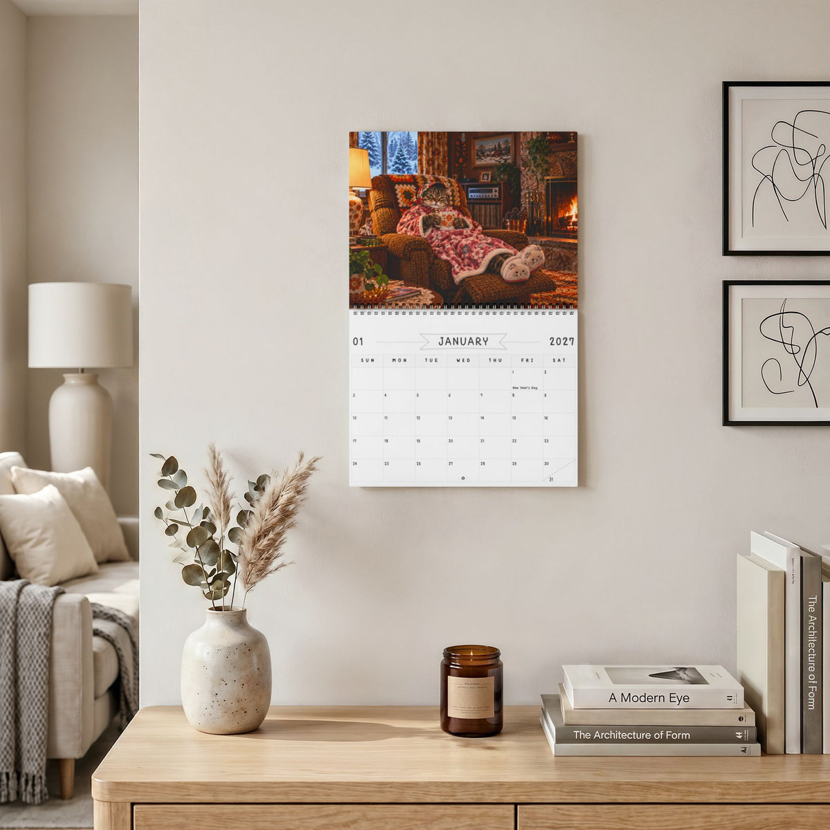 Babushka Cat Scenes 2027 Wall Calendar (2 Sizes)