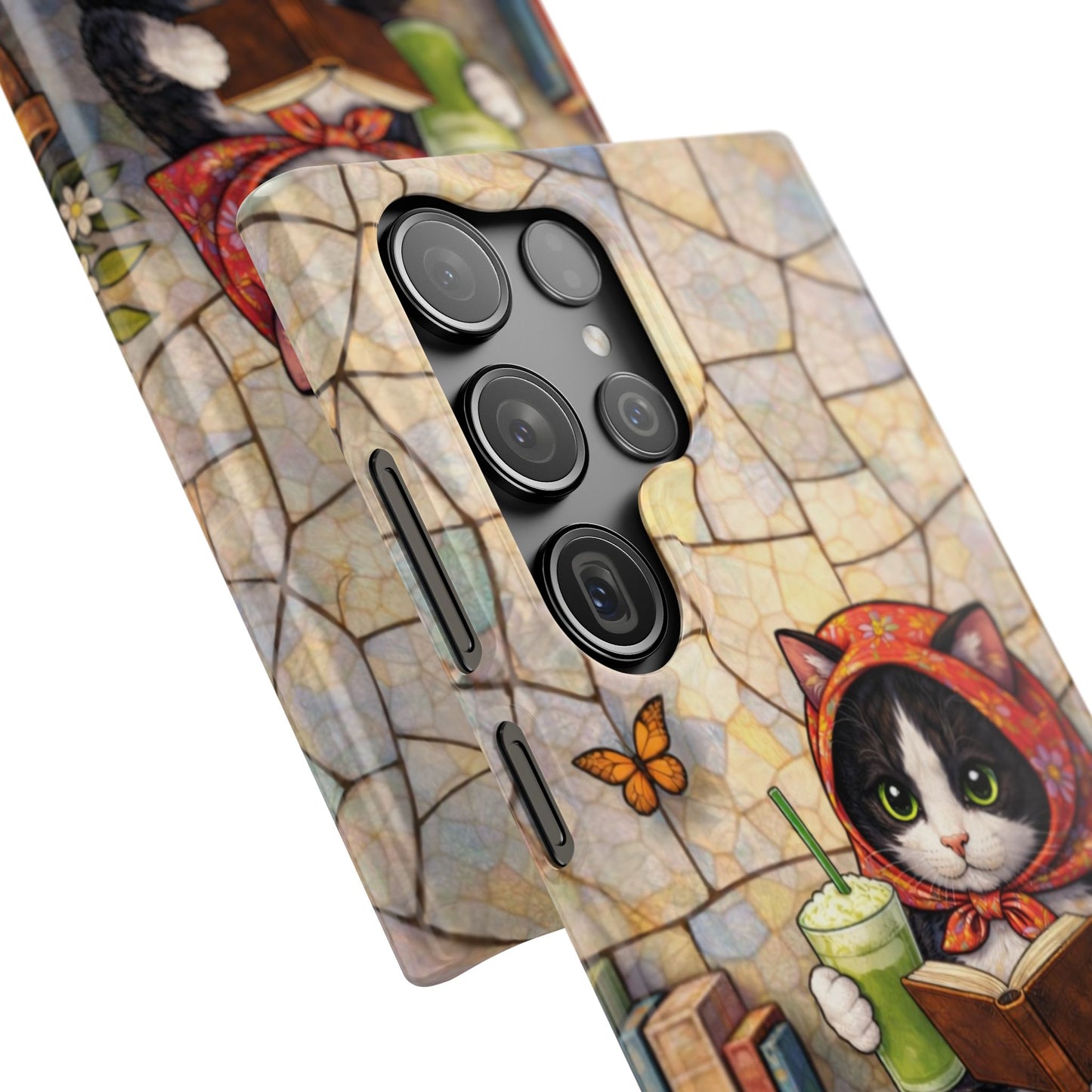 Babushka Cat Reads, Tuxedo Cat Literary Snap Phone Case