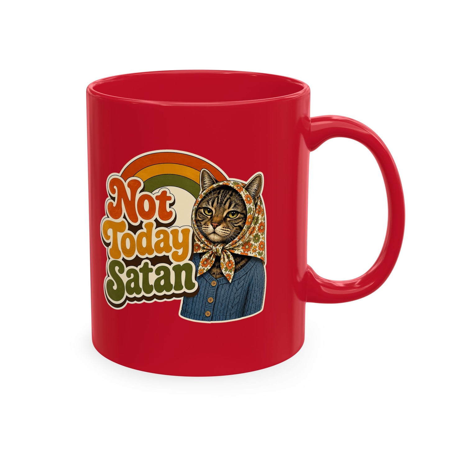 Babushka Cat-Not Today Satan-Traditional Ceramic Mug