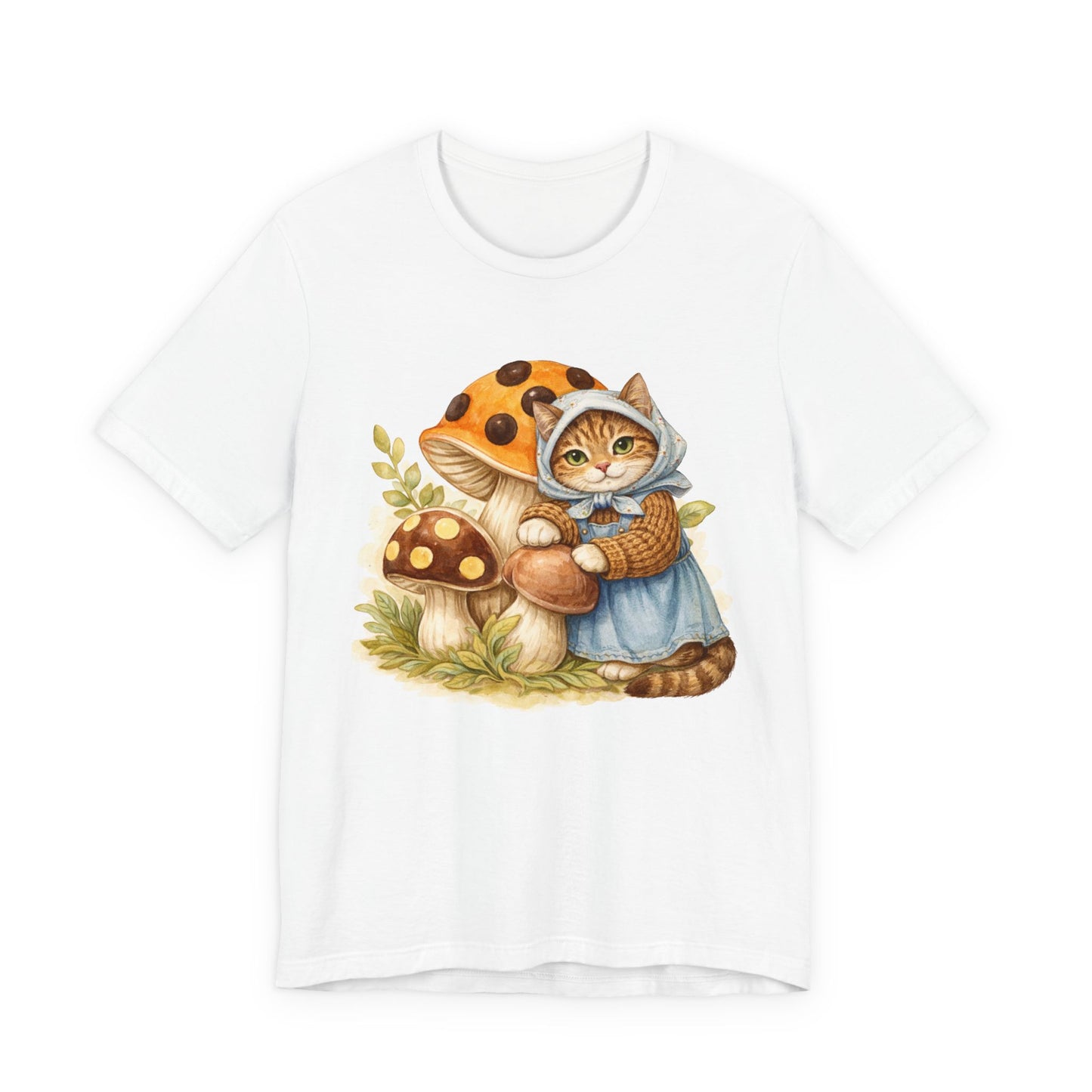 Babushka Cat Merry Mushroom Unisex Jersey Short Sleeve Tee
