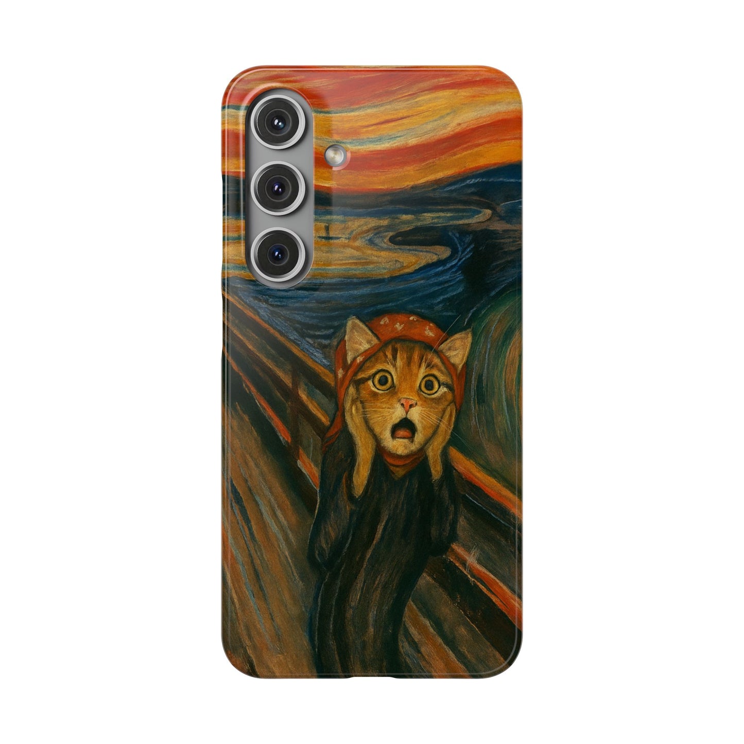 Babushka Cat x Edvard Munch The Scream Parody Art Snap Case