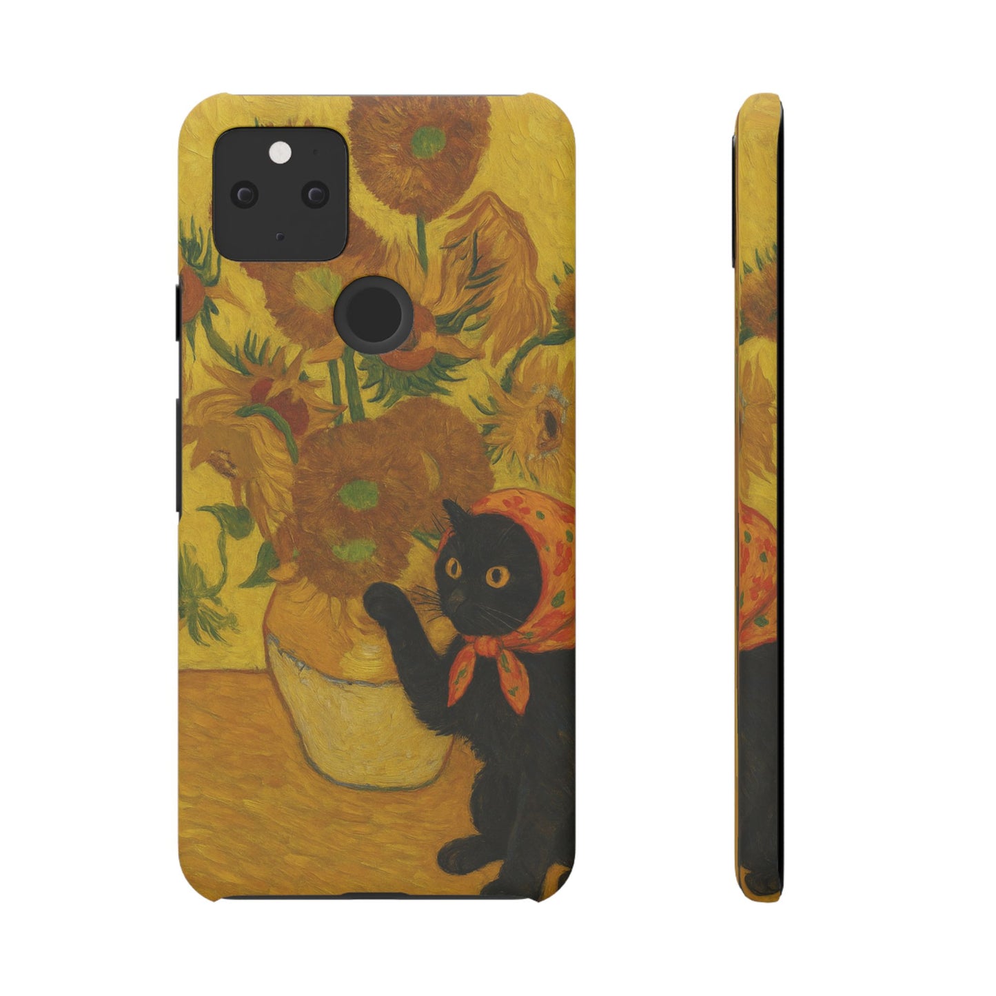 Babushka Cat Van Gogh Sunflowers Snap Phone Case