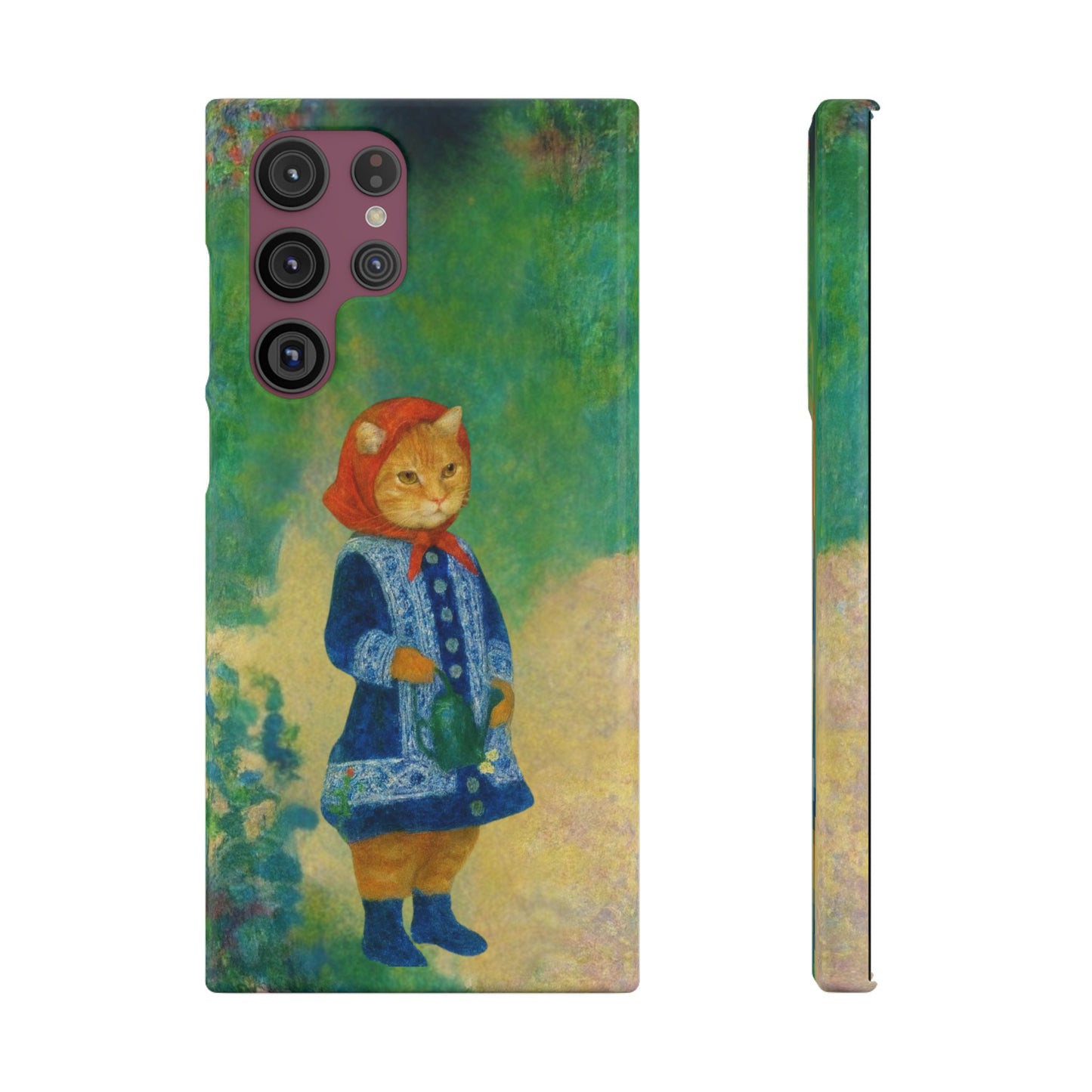 Babushka Cat With a Watering Can x Renoir Funny Art  Slim Phone Case