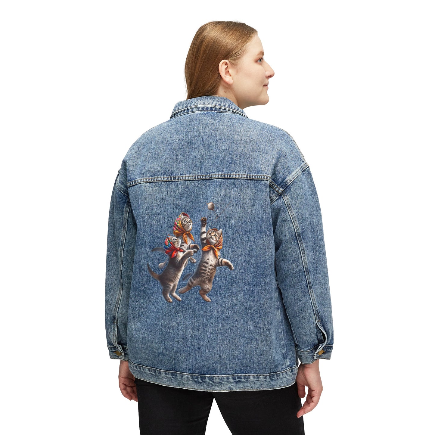 Polish Babushka Kittens Women's Denim Jacket