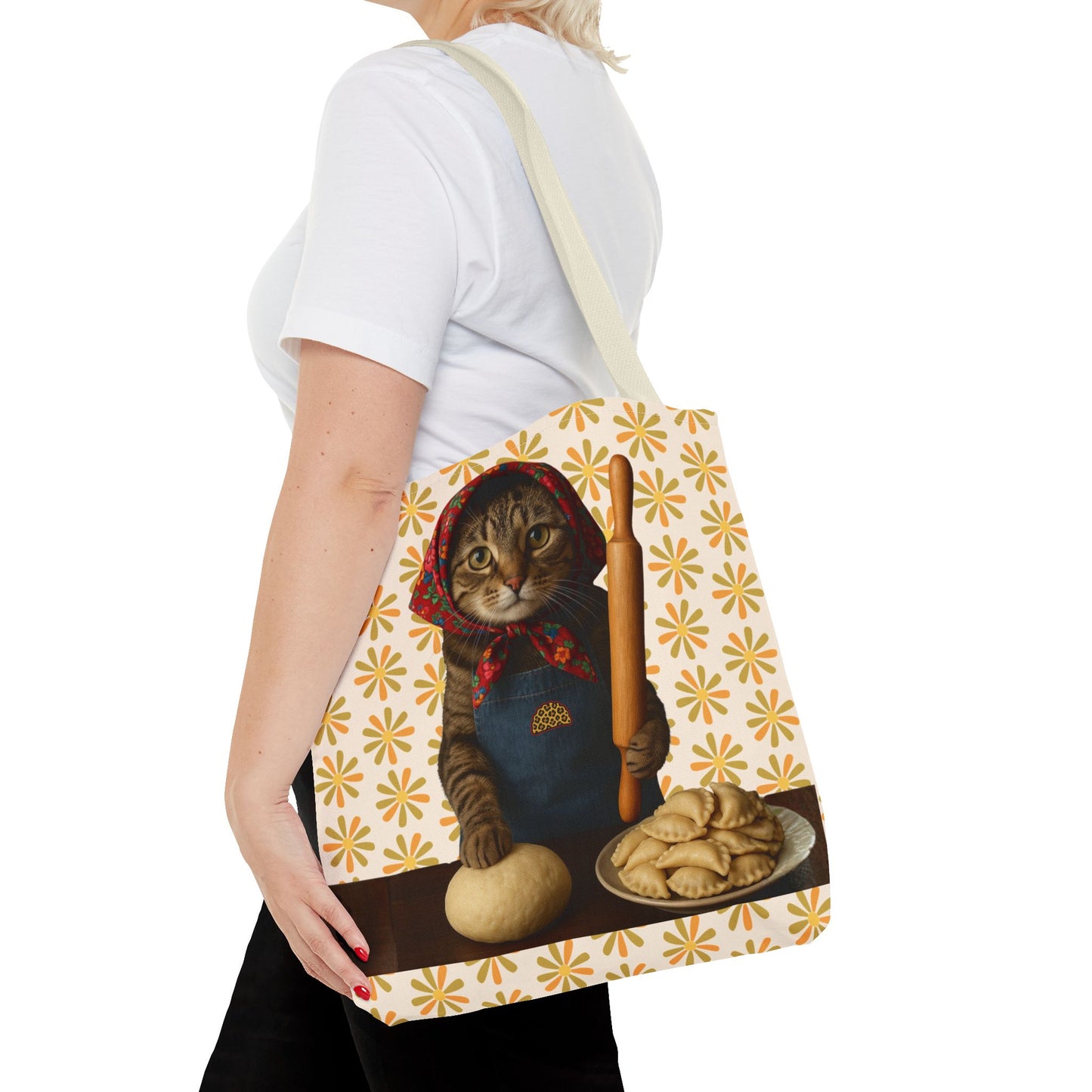 Babushka Cat ™ Adorable Polish Theme Tote Bag (AOP), Pierogi Gifts