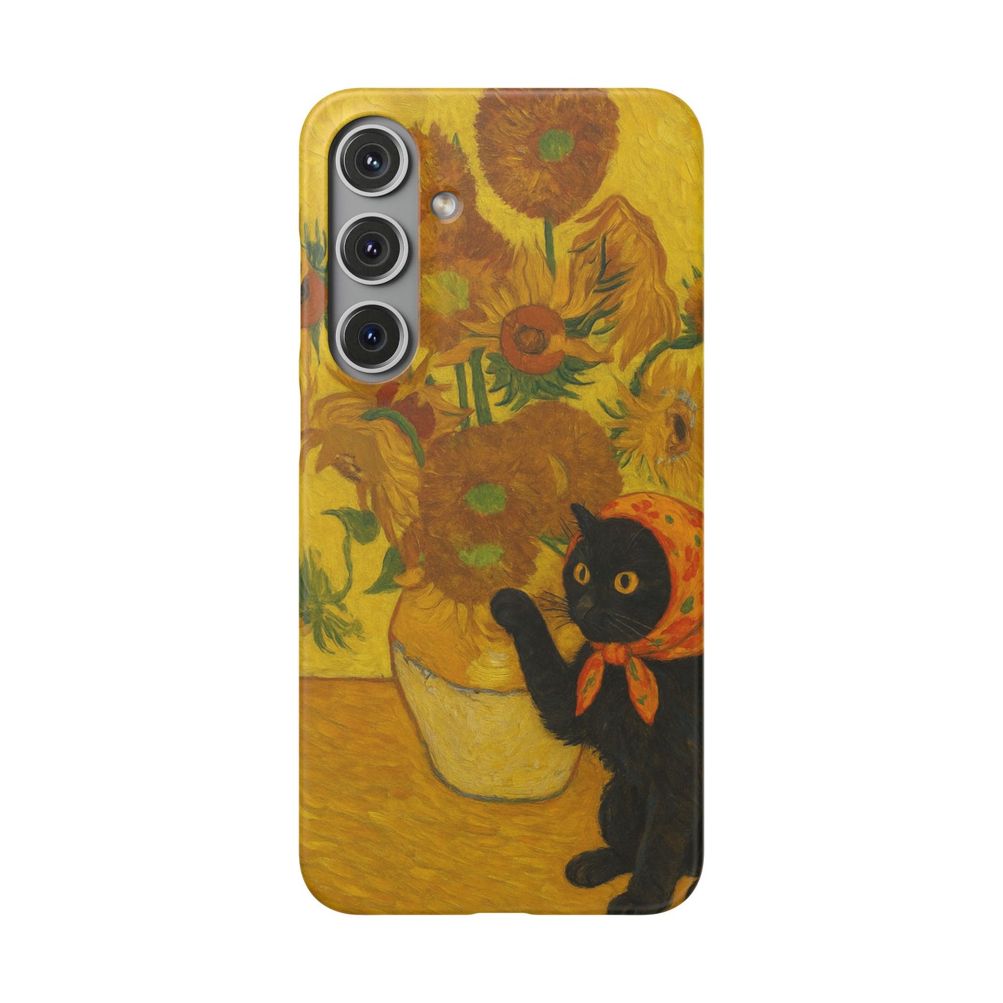 Babushka Cat Van Gogh Sunflowers Snap Phone Case