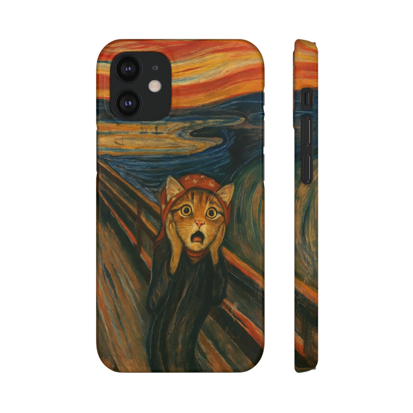 Babushka Cat x Edvard Munch The Scream Parody Art Snap Case