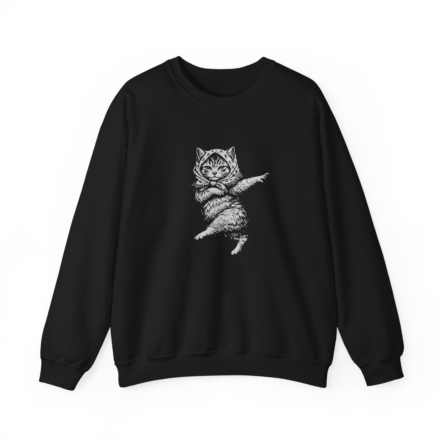 Babushka Cat Linocut Sweatshirt Unisex Heavy Blend™