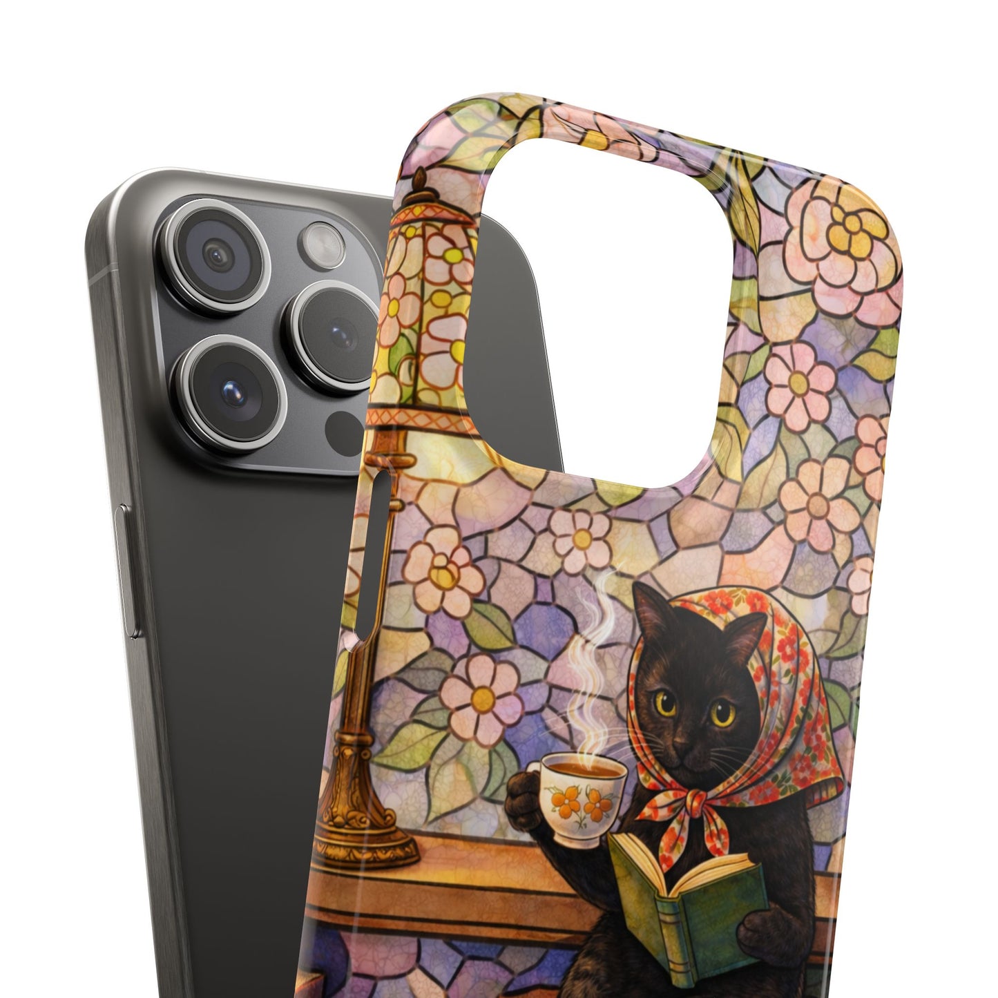 Babushka Cat Reads Artistic Literary Snap Phone Cases