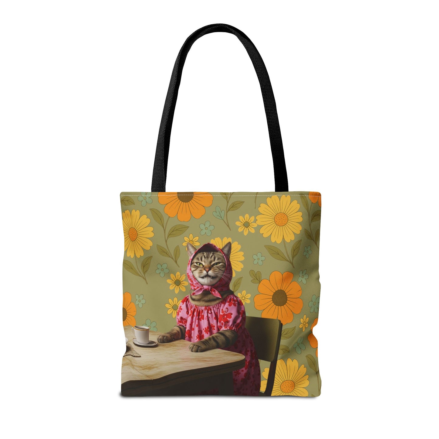 Babushka Cat Retro Style Kitschy Tote Bag (AOP)