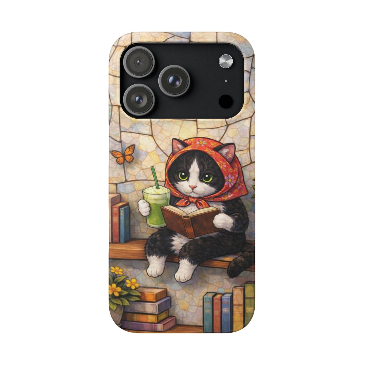 Babushka Cat Reads, Tuxedo Cat Literary Snap Phone Case