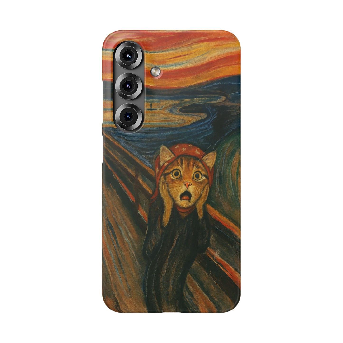 Babushka Cat x Edvard Munch The Scream Parody Art Snap Case