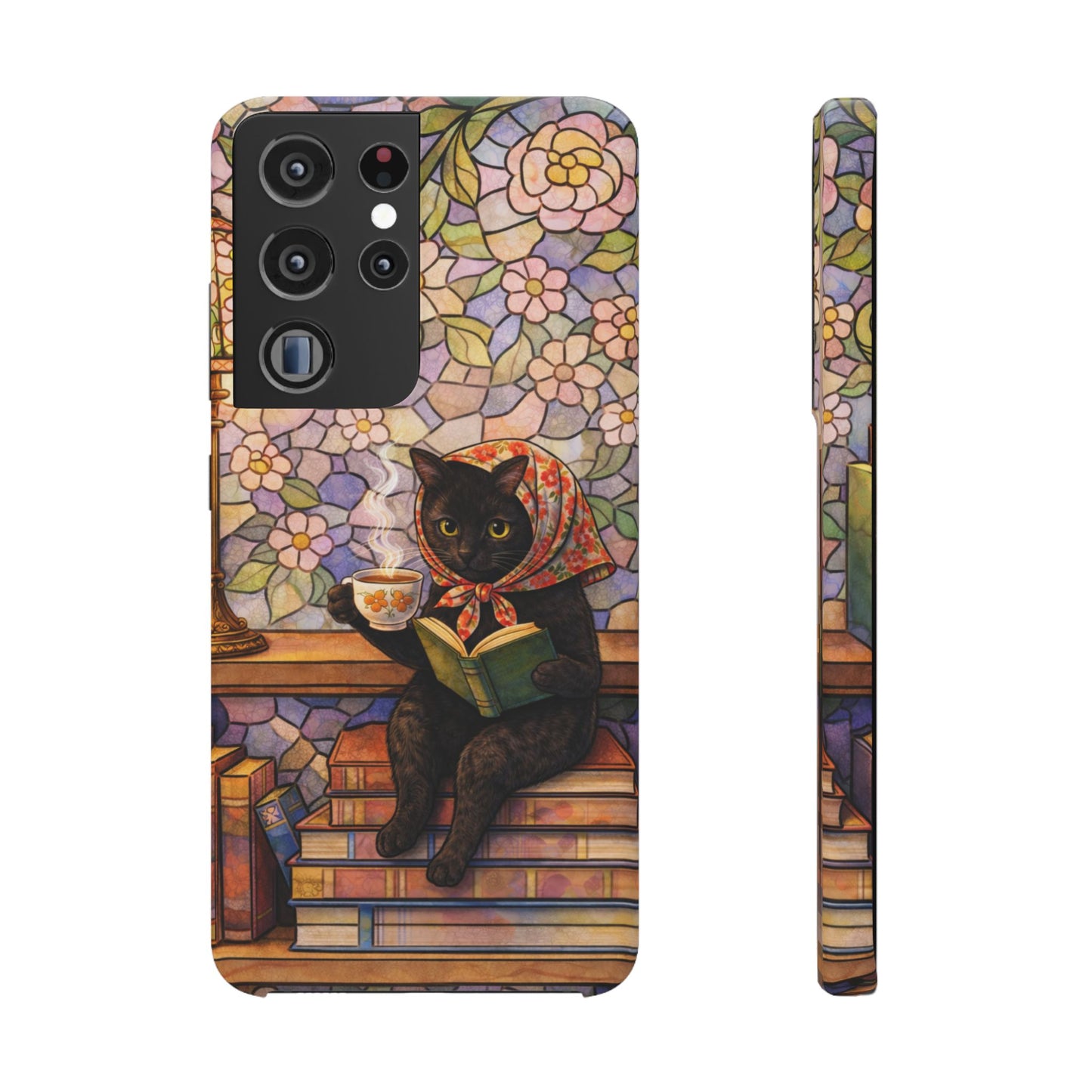 Babushka Cat Reads Artistic Literary Snap Phone Cases