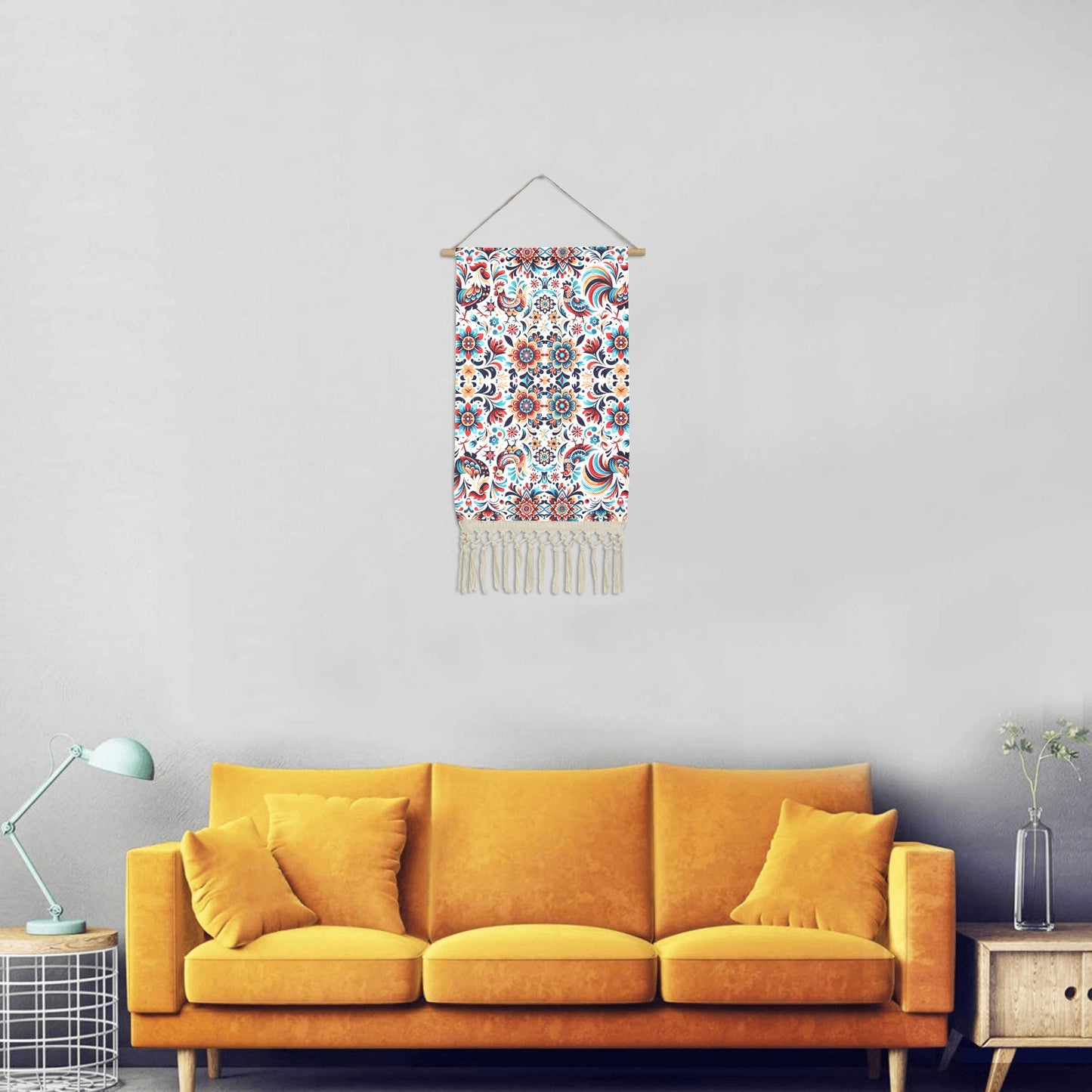 Wycinanki Folk Art Hanging Linen Wall Art