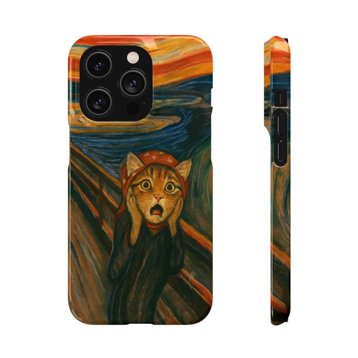 Babushka Cat x Edvard Munch The Scream Parody Art Snap Case
