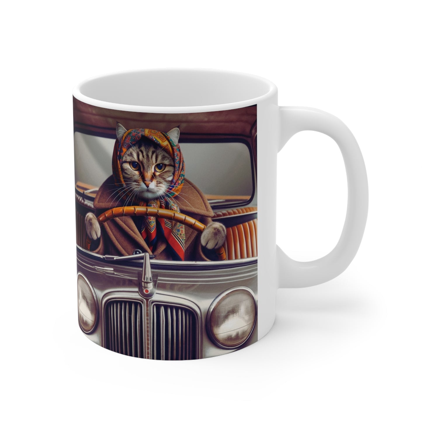 Babushka Cat Ceramic Mug 11oz