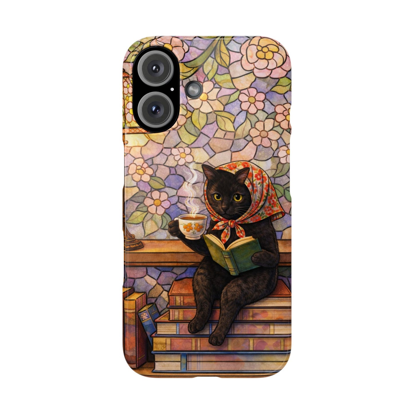 Babushka Cat Reads Artistic Literary Snap Phone Cases