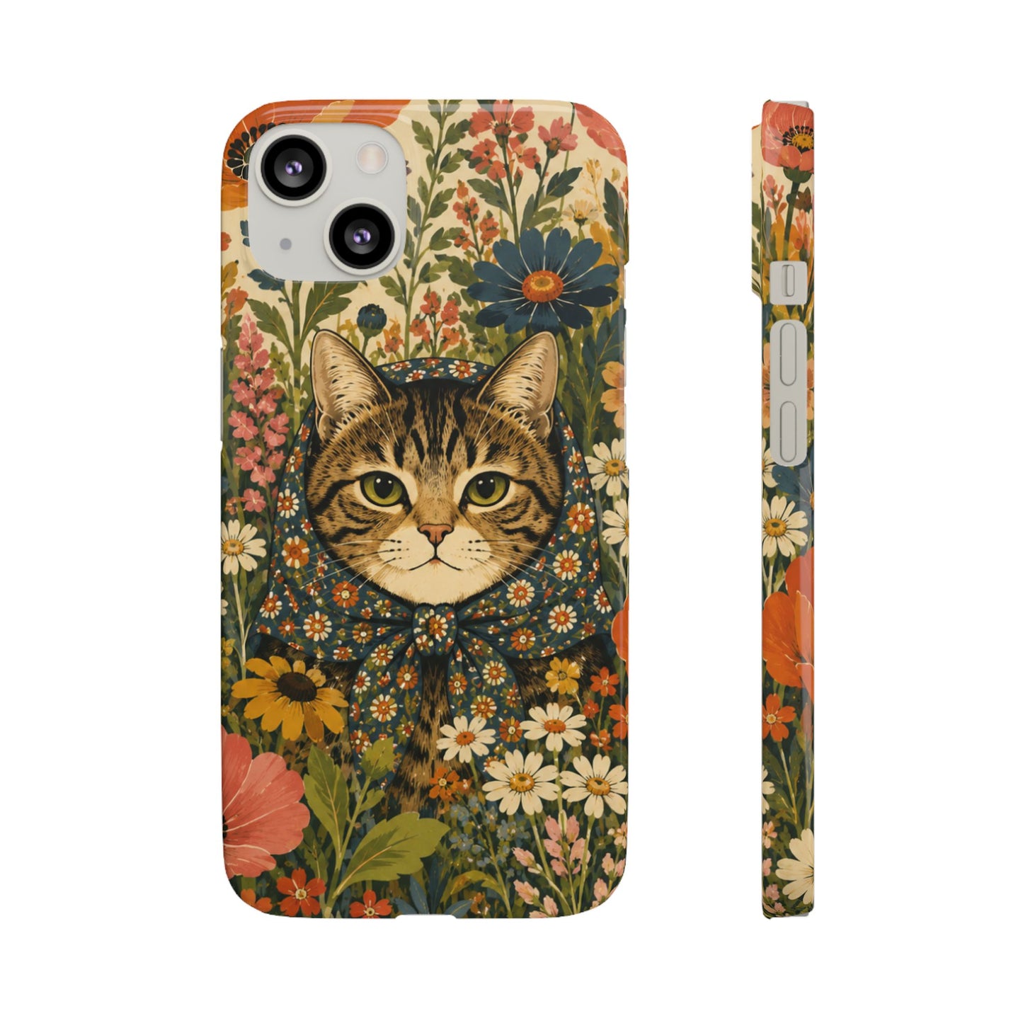 Babushka Cat Peeky Gardens Snap Phone Case