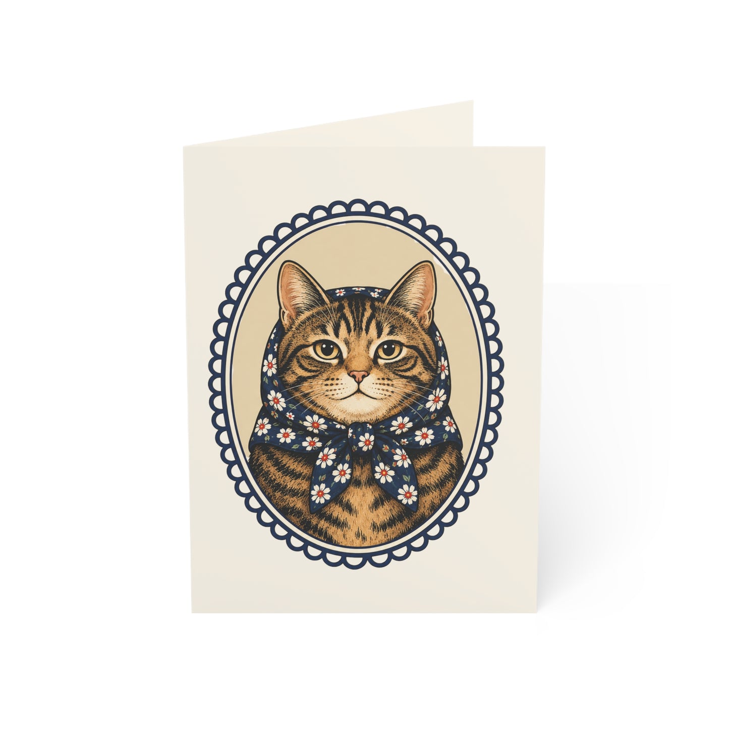 Babushka Cat General Greeting Cards Set of 10-Blank Inside