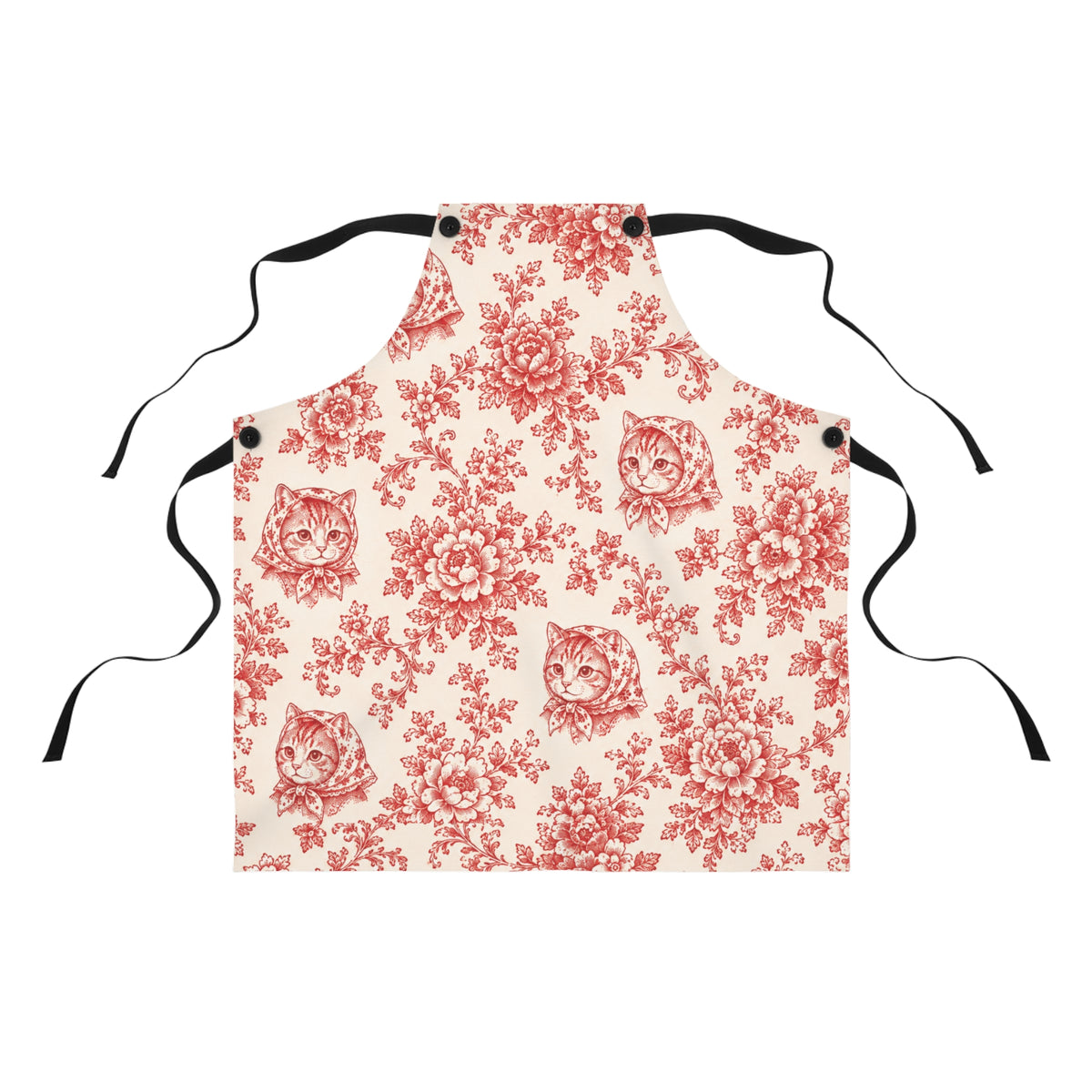 Babushka Cat French Toile Cat Lover Apron