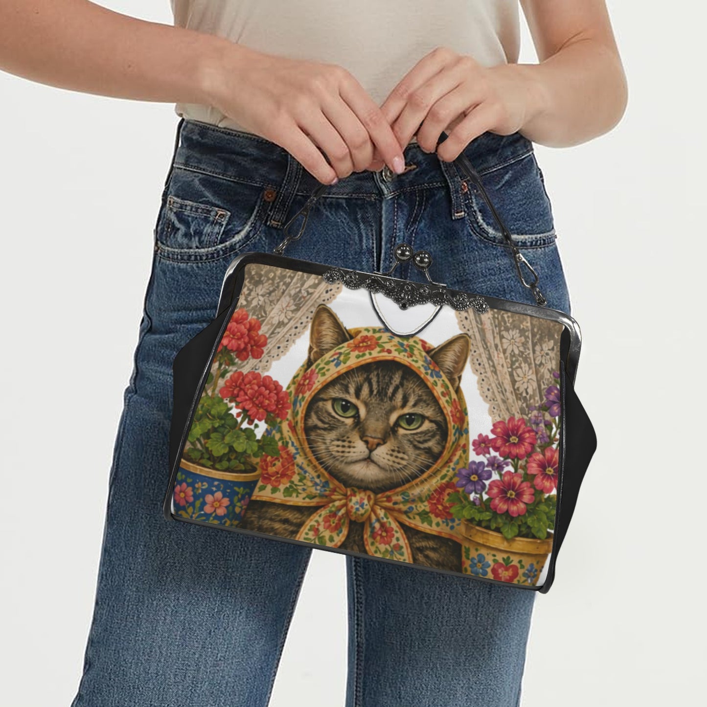 Window Peeper Kisslock Crossbody Shoulder Bag
