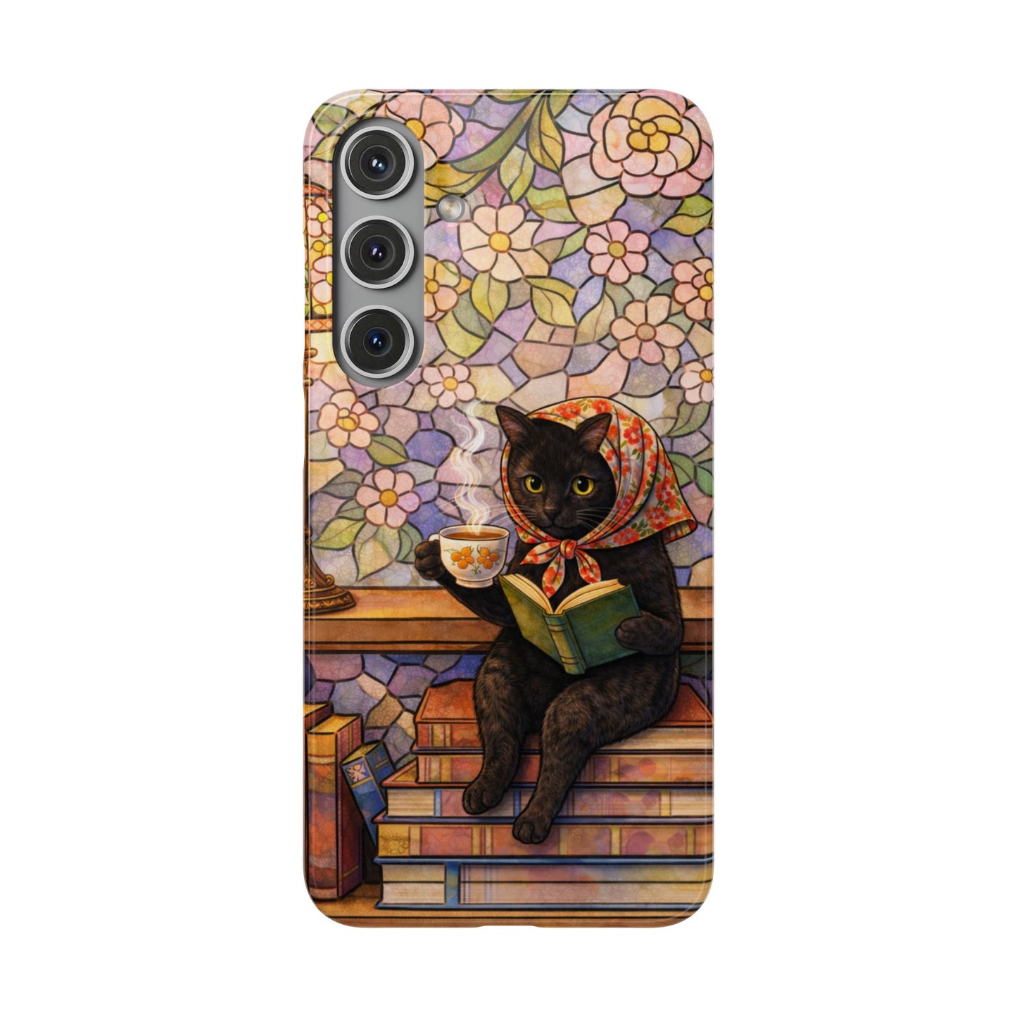 Babushka Cat Reads Artistic Literary Snap Phone Cases