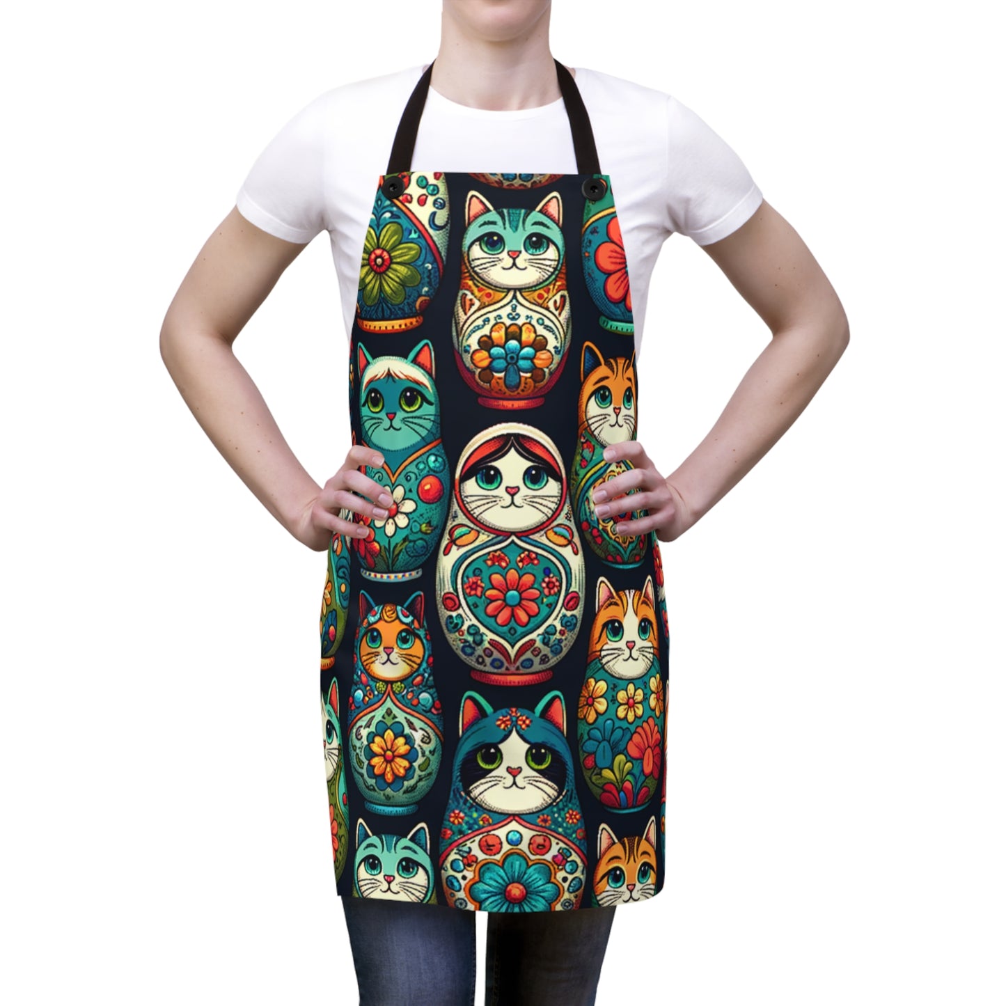 Catroyshka Babushka Cat Kitschy Apron (AOP) for Cat Lovers