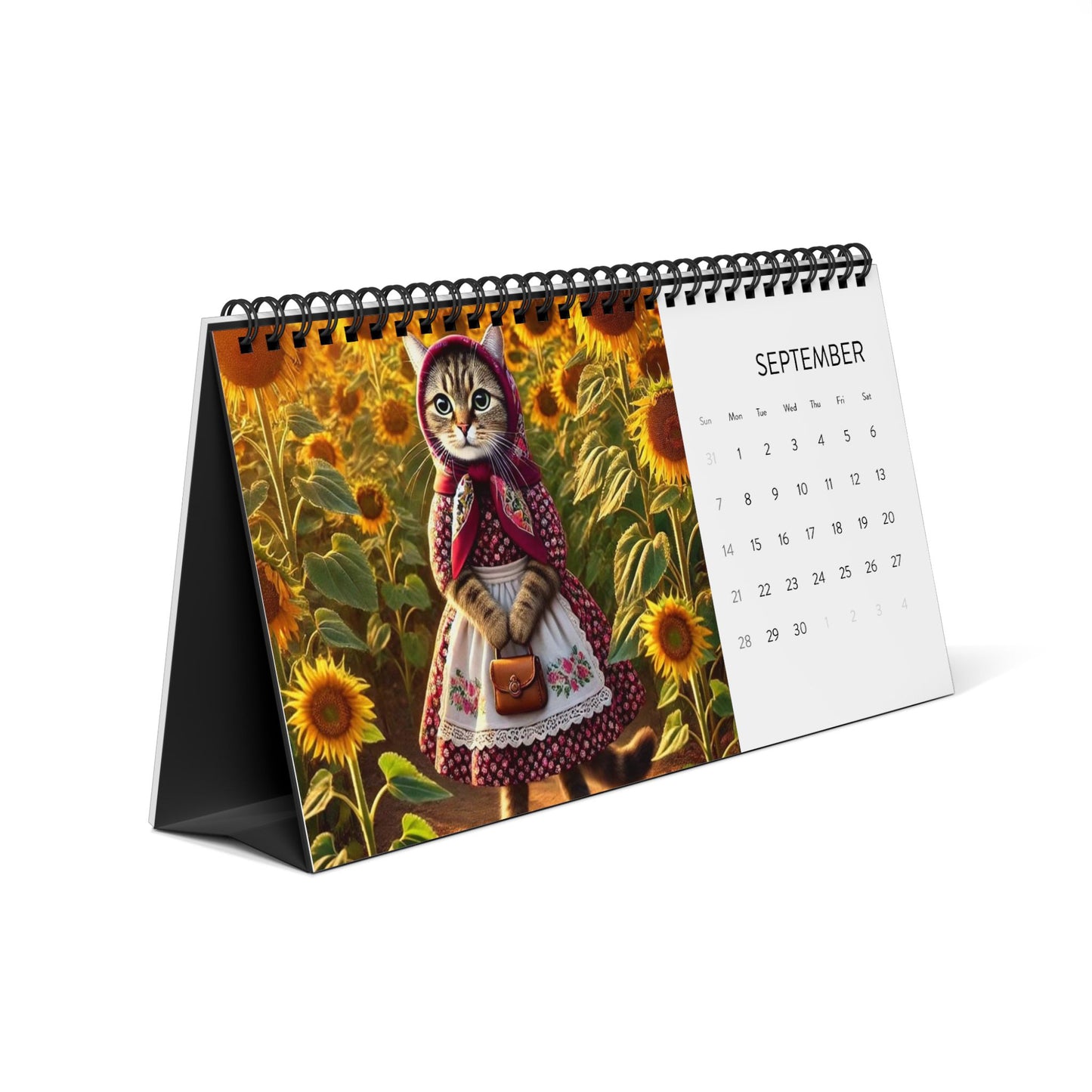 Babushka Cat Kitschy Desktop Calendar (2025)