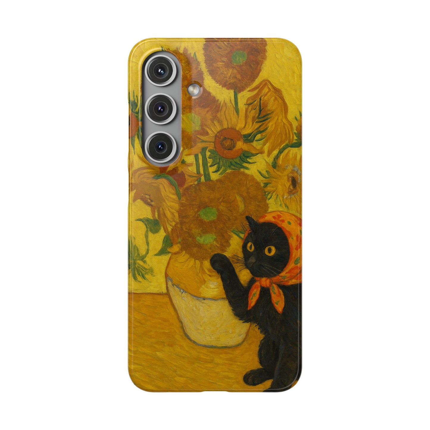 Babushka Cat Van Gogh Sunflowers Snap Phone Case