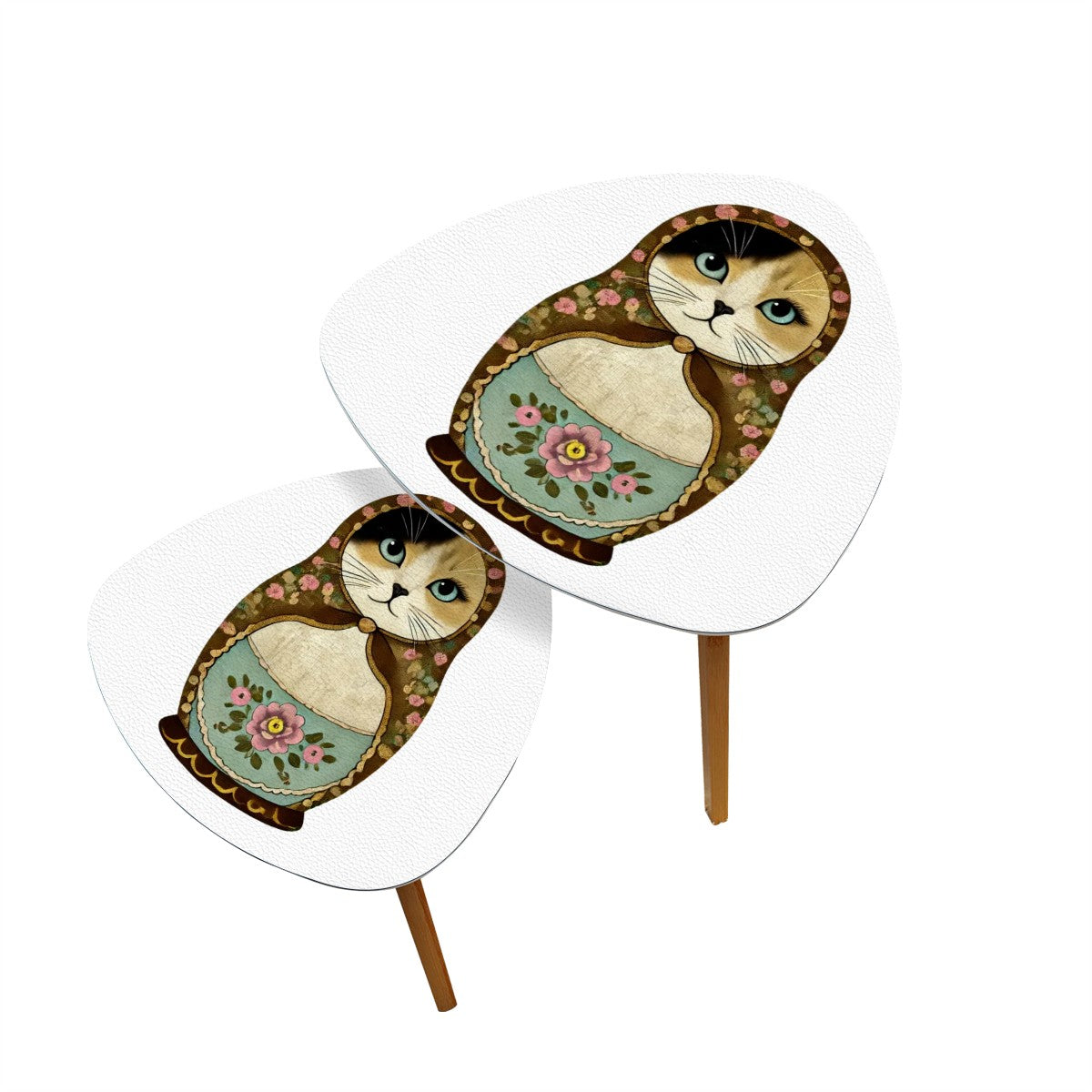 Catroyshka Cat Triangle Coffee Table Set of 2 (Made in USA)