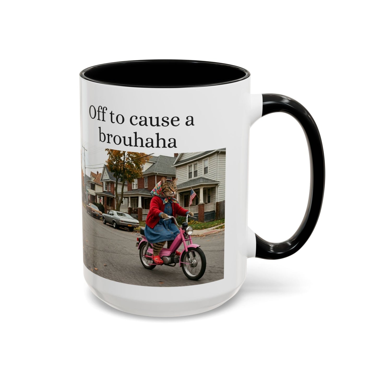 Off to Cause a Brouhaha Accent Coffee Mug (11, 15oz)