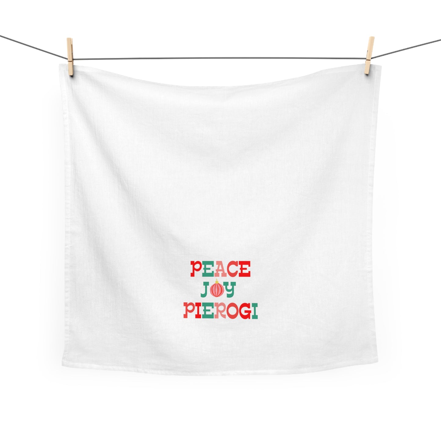 Pierogi Christmas, Peace, Joy, Pierogi Tea Towel