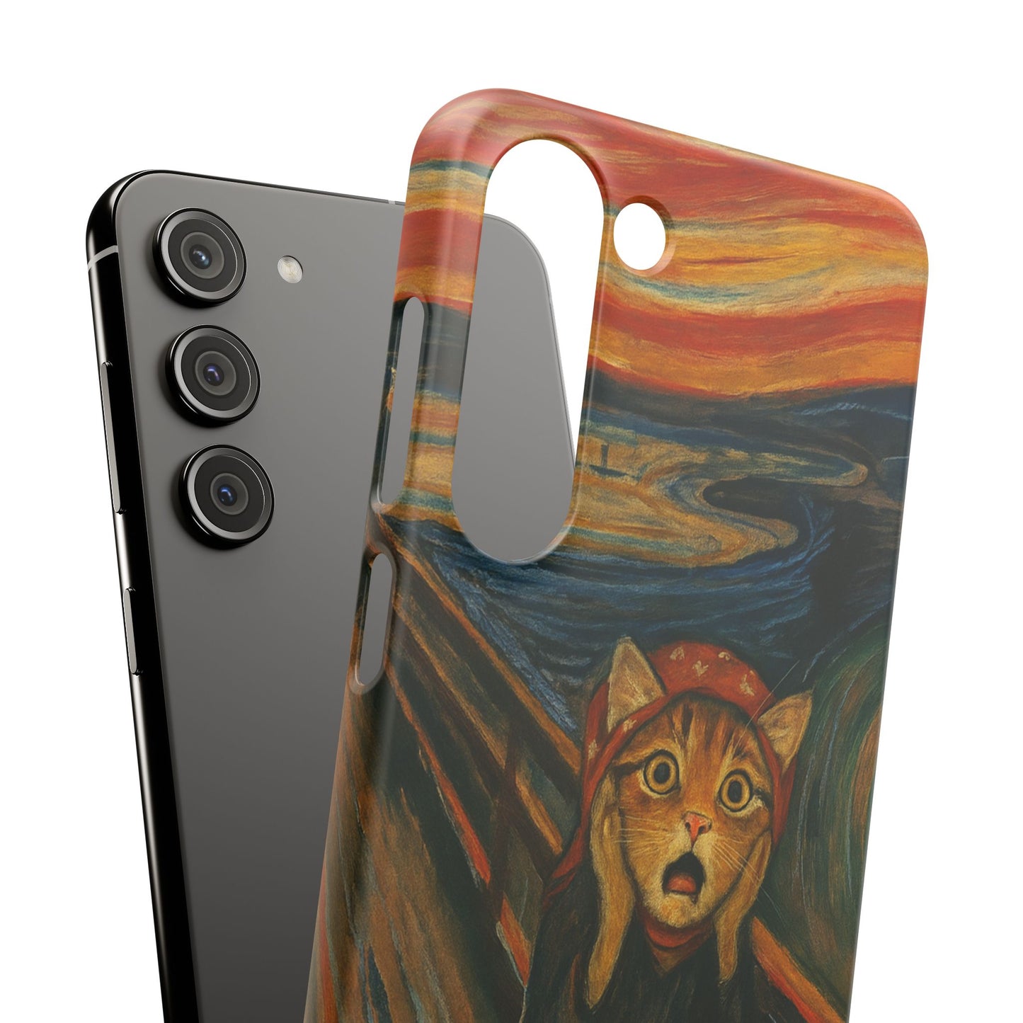 Babushka Cat x Edvard Munch The Scream Parody Art Snap Case