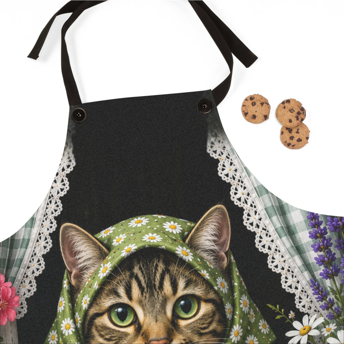 Babushka Cat Window Peeper Cat Lover Apron