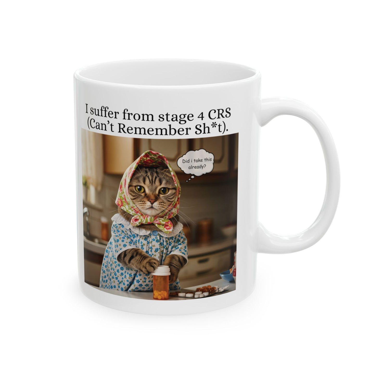 Funny Babushka Cat Ceramic Mug-Can't Remember Sh*t