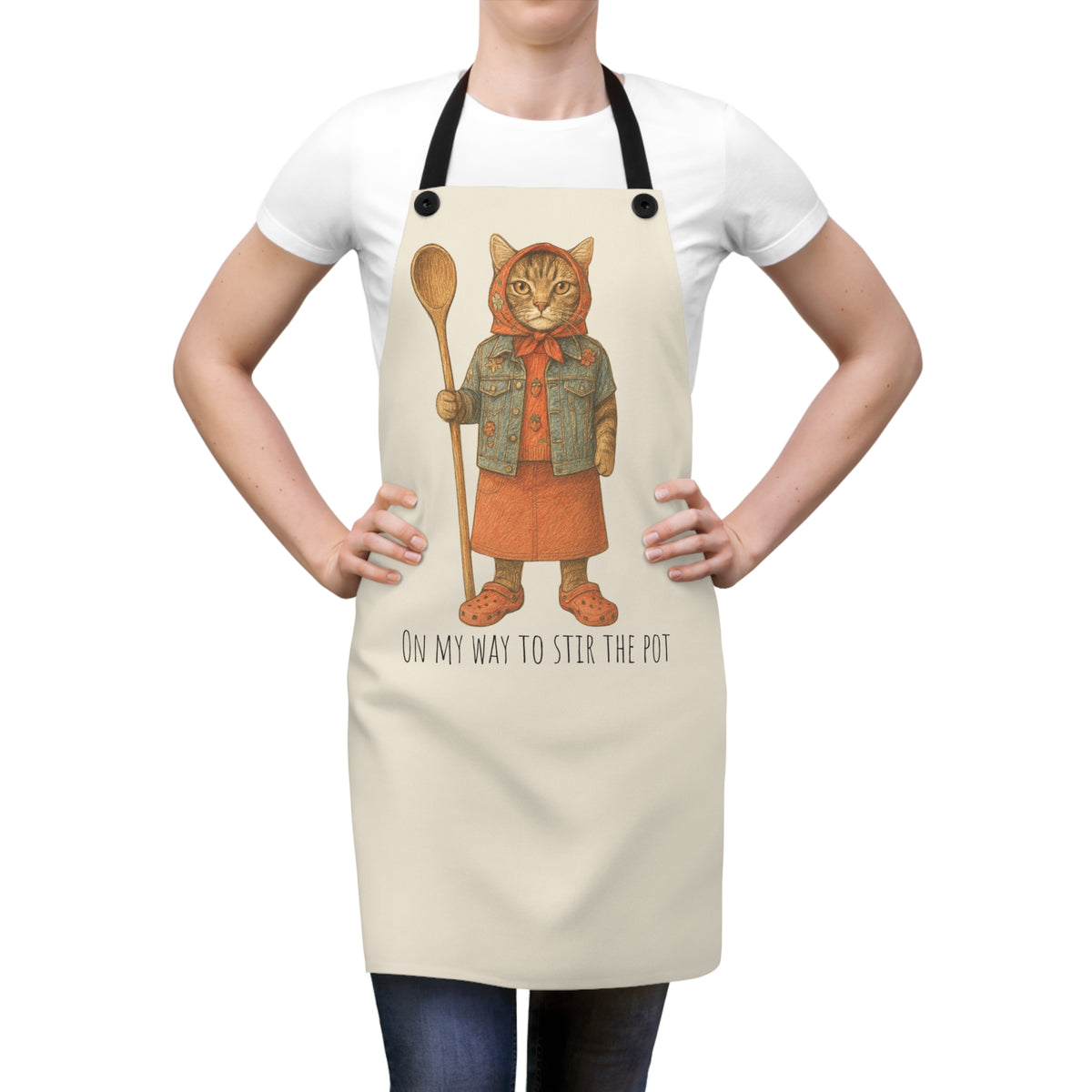 Babushka Cat-Stir the Pot Funny Cat Lover Apron