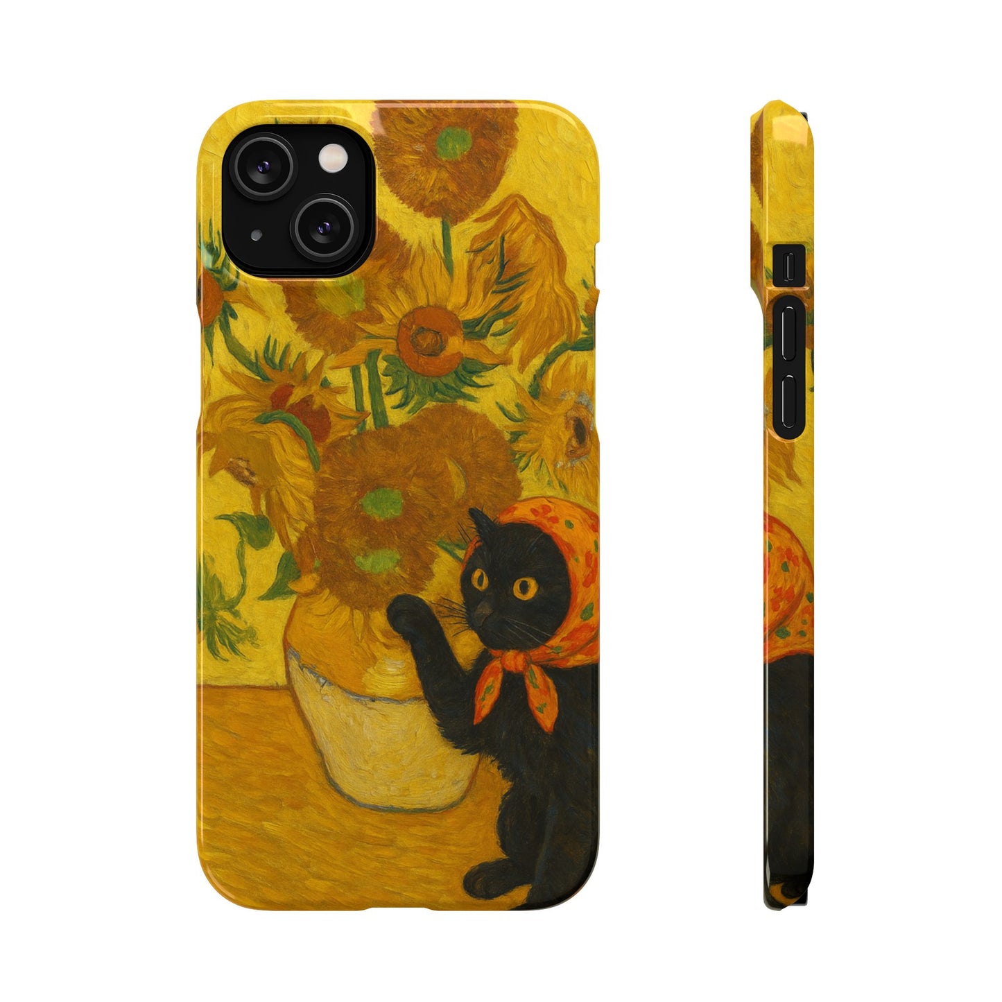Babushka Cat Van Gogh Sunflowers Snap Phone Case