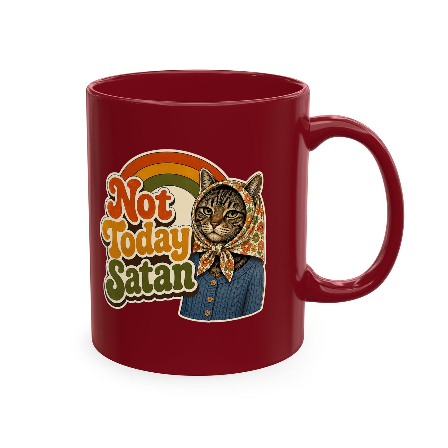 Babushka Cat-Not Today Satan-Traditional Ceramic Mug