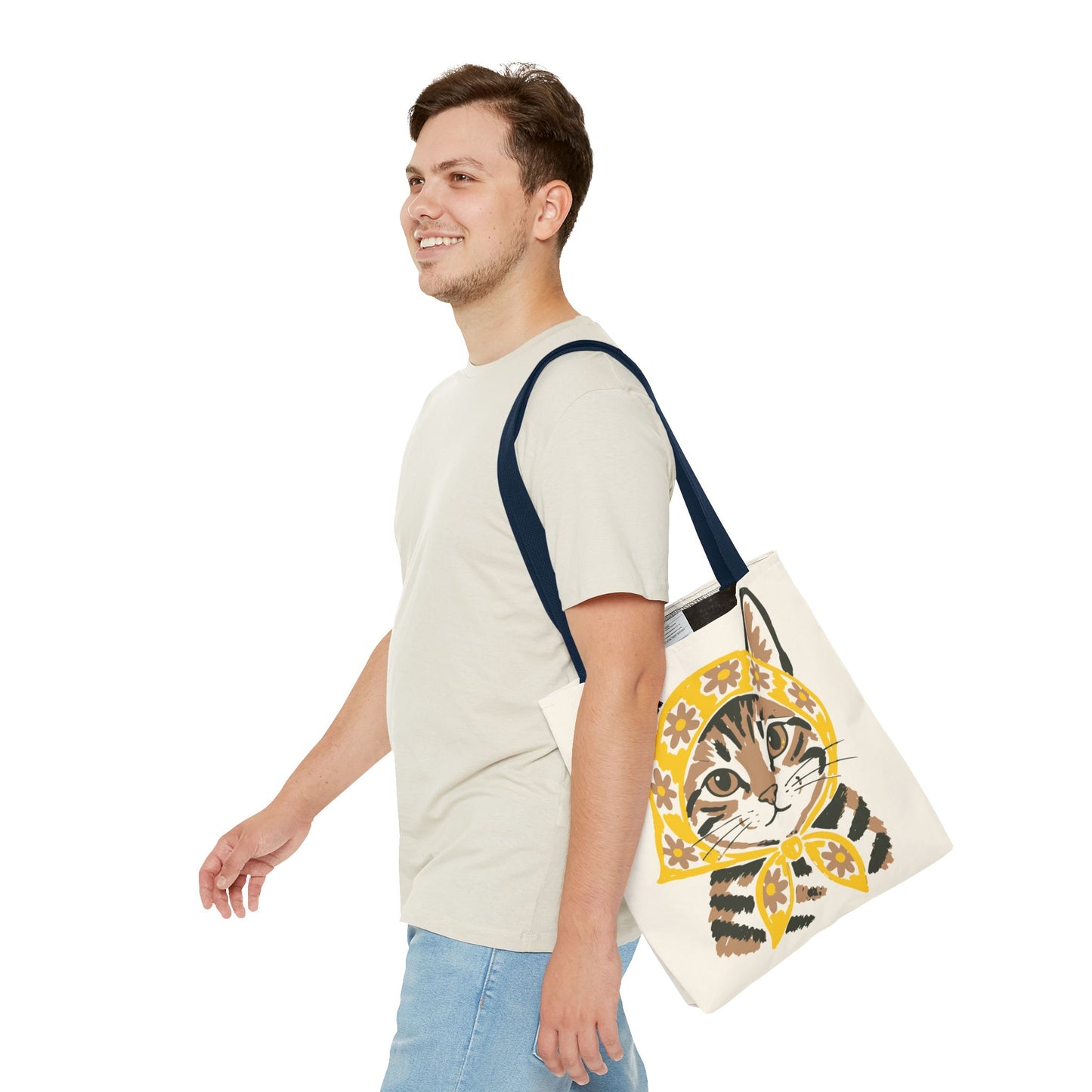 Babushka Cat, Tabby Cat Tote Bag (AOP)