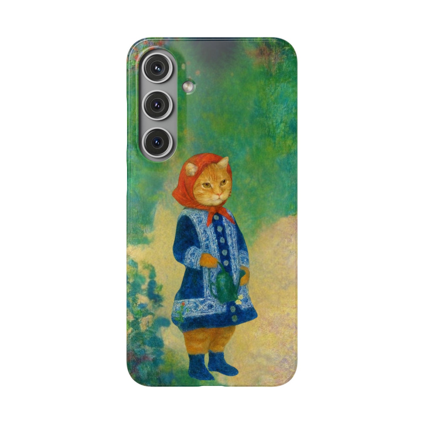 Babushka Cat With a Watering Can x Renoir Funny Art  Slim Phone Case