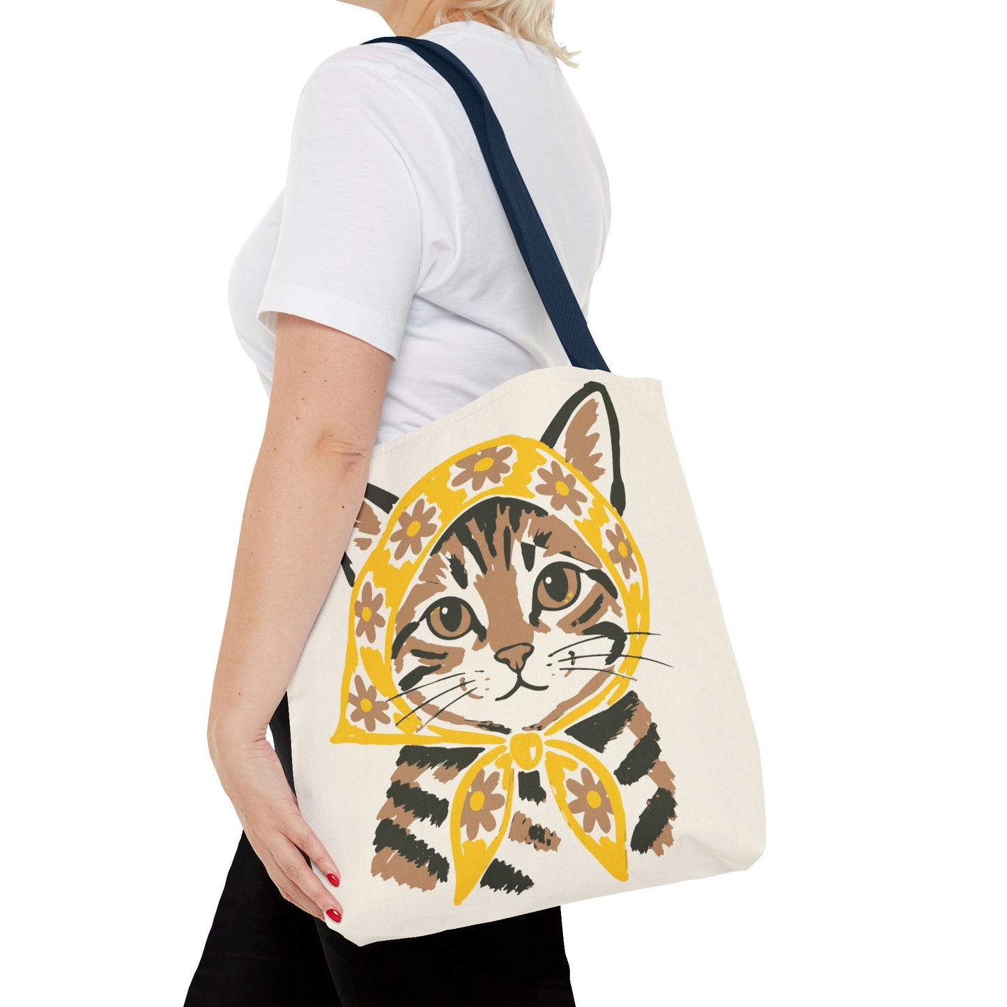 Babushka Cat, Tabby Cat Tote Bag (AOP)