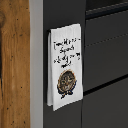 Babushka Tabby Cat Tea Towel