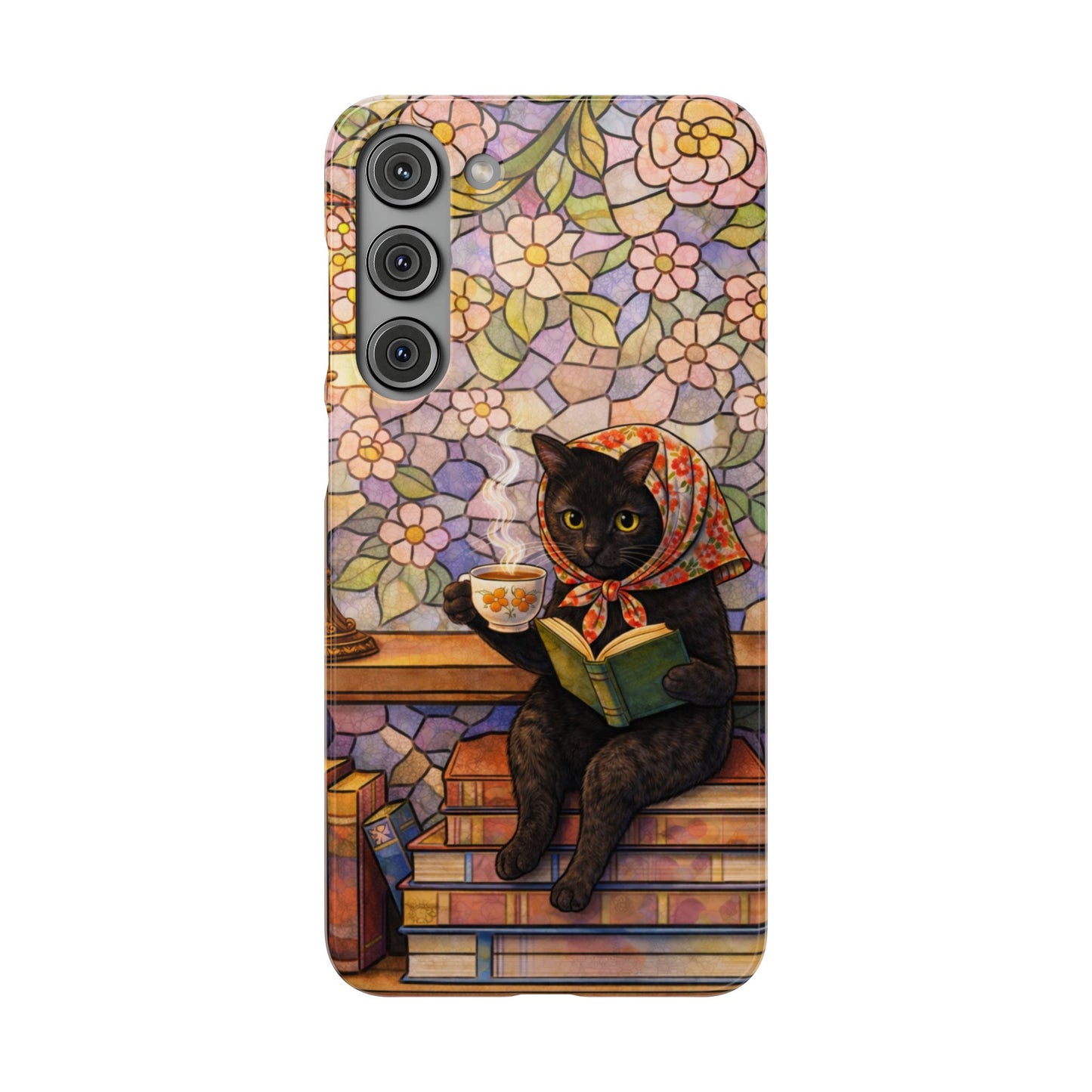 Babushka Cat Reads Artistic Literary Snap Phone Cases