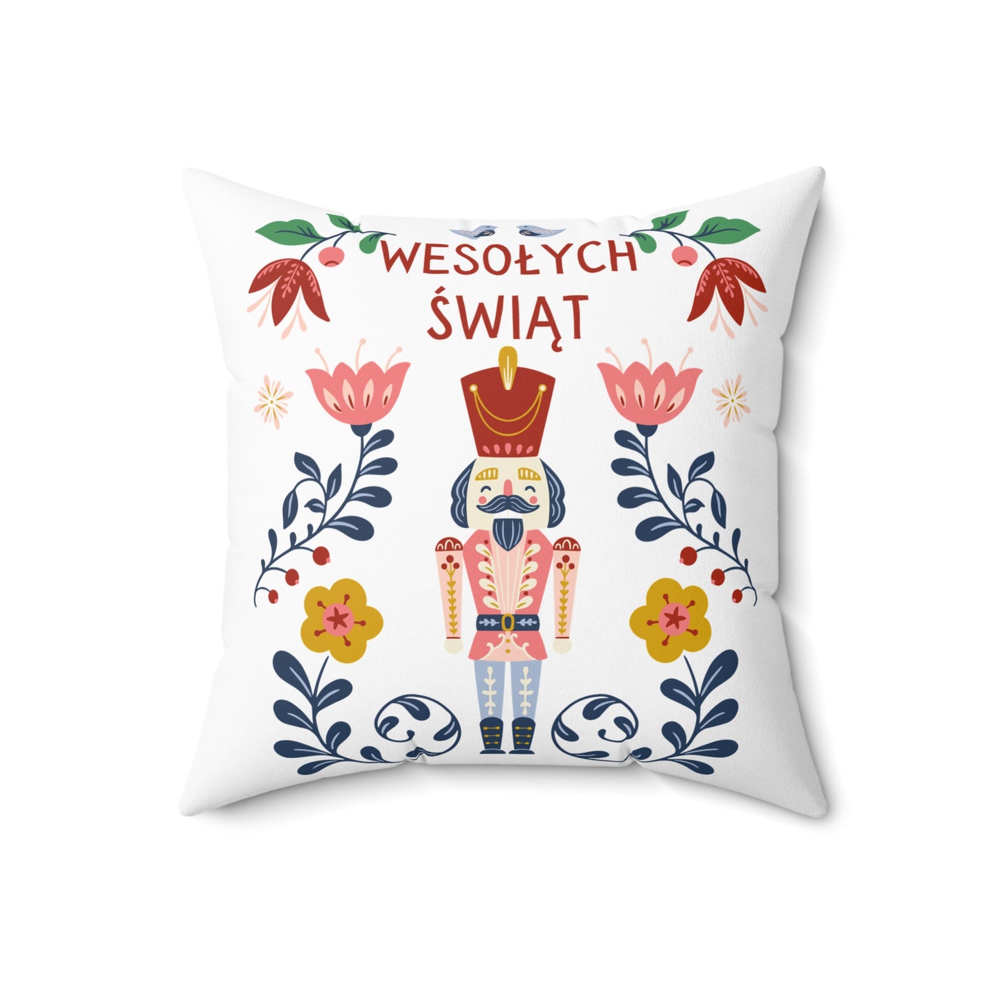 Wesolych Swiat Polish Christmaws Nutcracker- Square Pillow