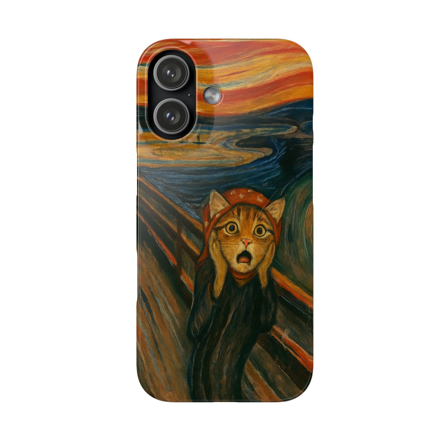 Babushka Cat x Edvard Munch The Scream Parody Art Snap Case