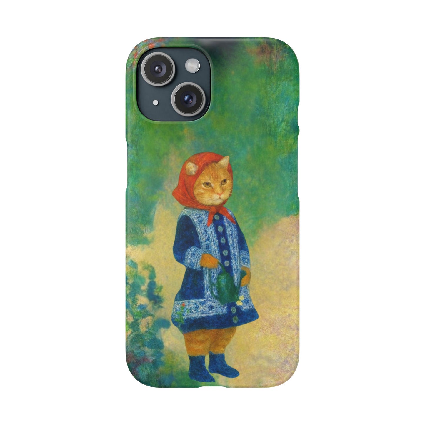 Babushka Cat With a Watering Can x Renoir Funny Art  Slim Phone Case