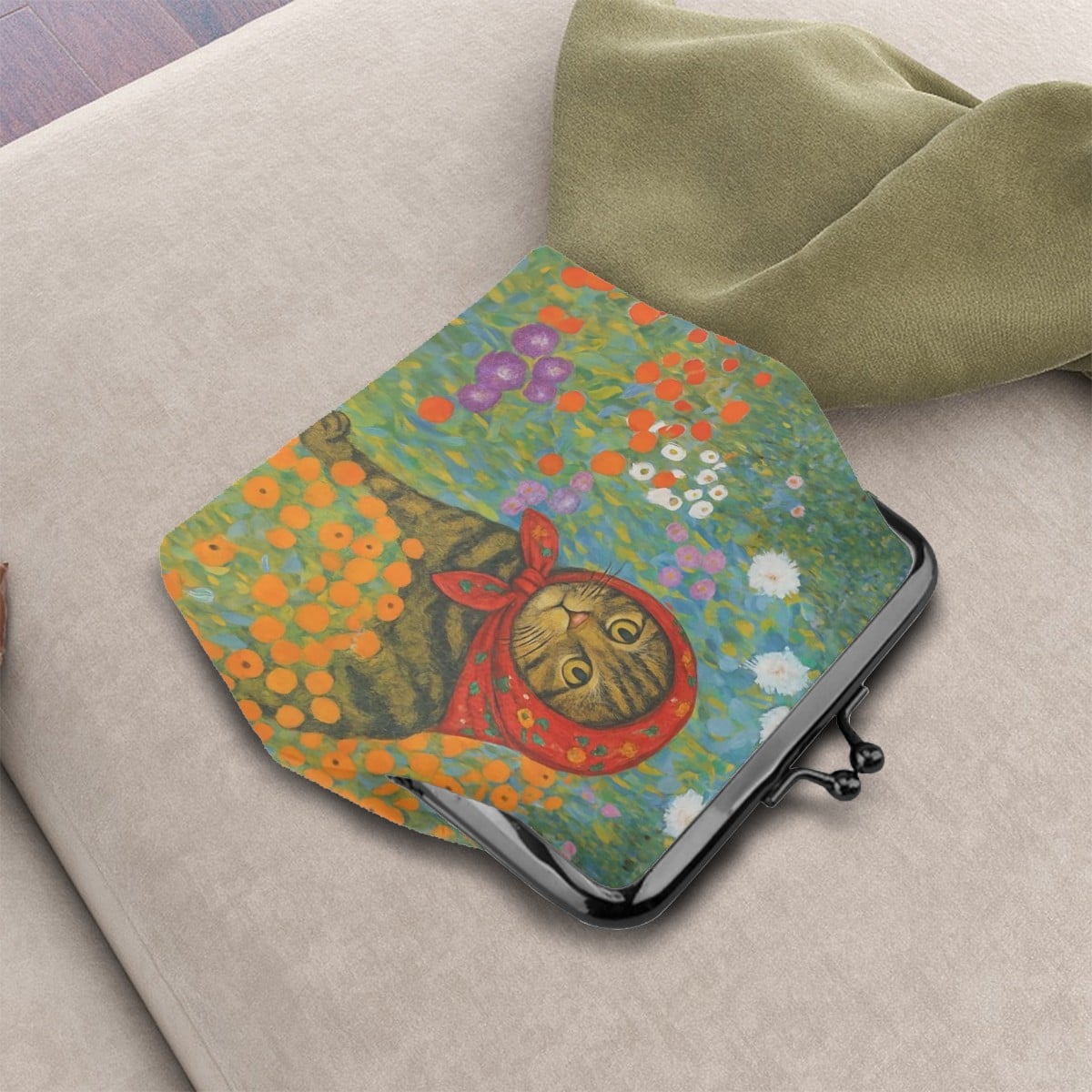 Babushka Cat Women's  Kiss Lock Coin Purse famous painting