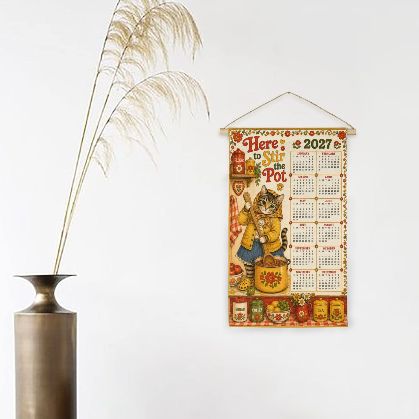 Babushka Cat 2027 Hanging Wall Calendar-Stir the Pot