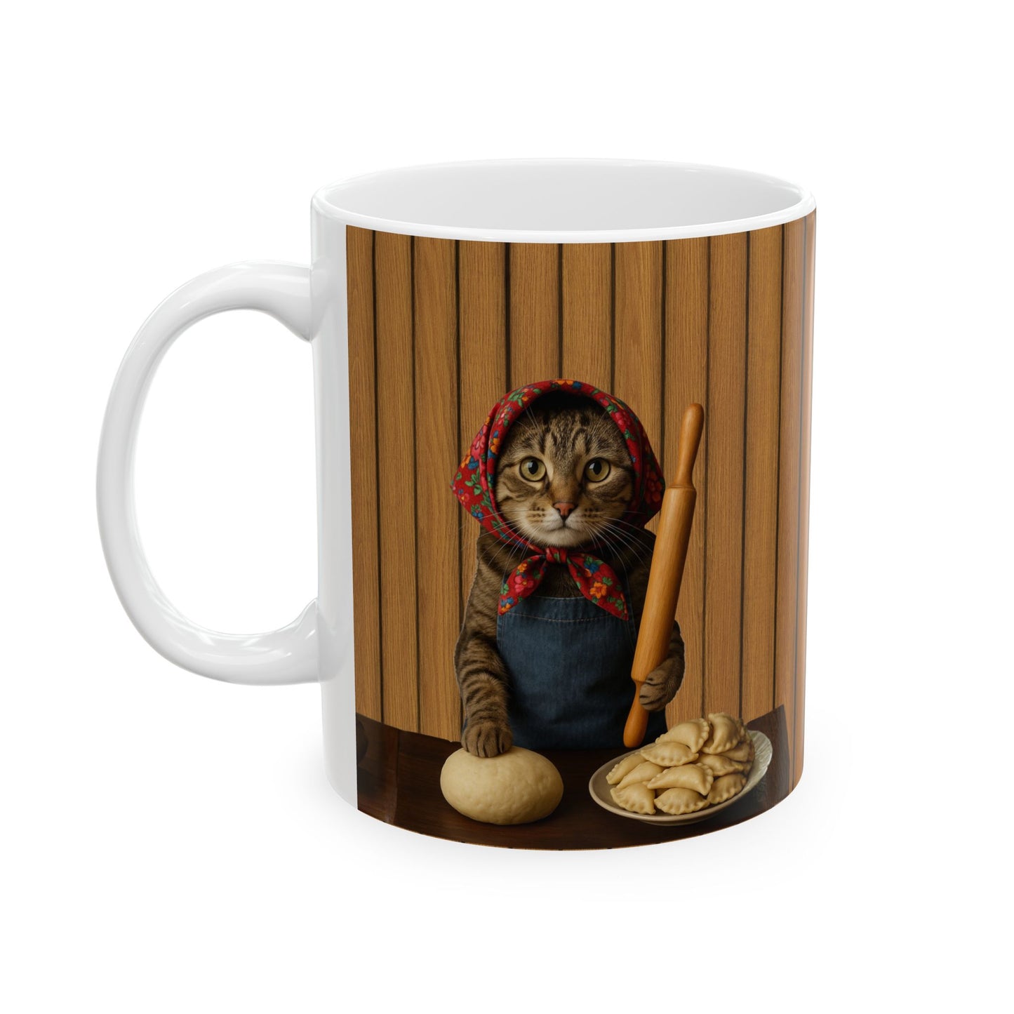 Babushka Cat Pierogi Cat Humor Ceramic Mug